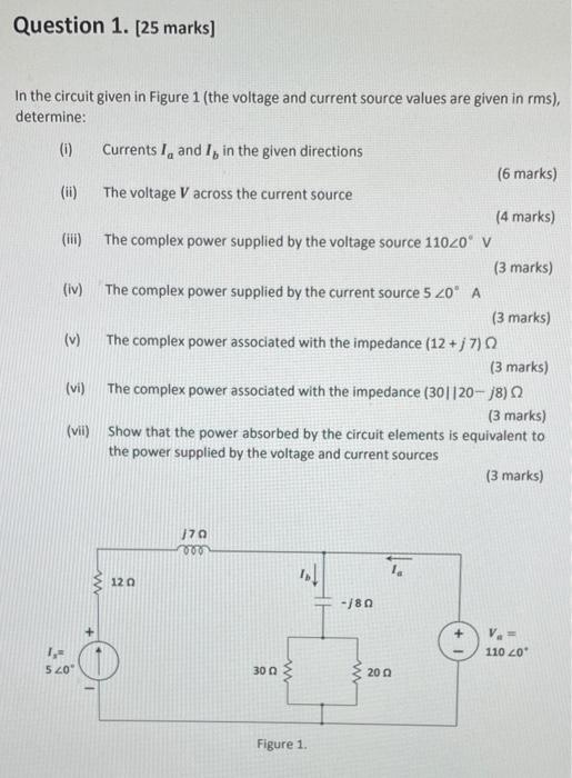 Solved Question 1. [25 marks] In the circuit given in Figure | Chegg.com