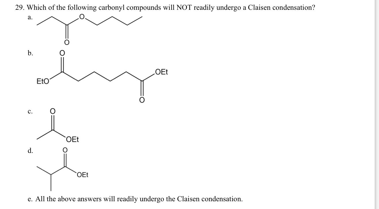 Solved Which of the following carbonyl compounds will NOT | Chegg.com