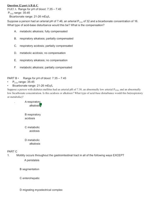 Solved Qucution 12 part A B \& C PART A Range for pH of | Chegg.com