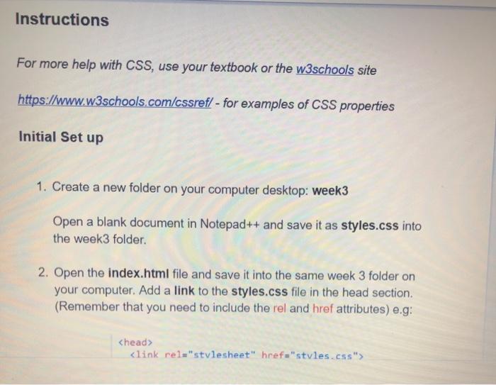 Solved Instructions For more help with CSS, use your 