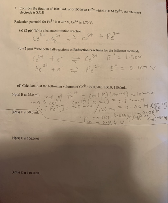 3 Consider The Titration Of 100 0 Ml Of 0 100 M O Chegg Com