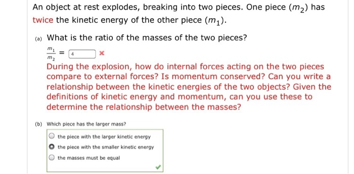 Solved An Object At Rest Explodes, Breaking Into Two Pieces. | Chegg.com