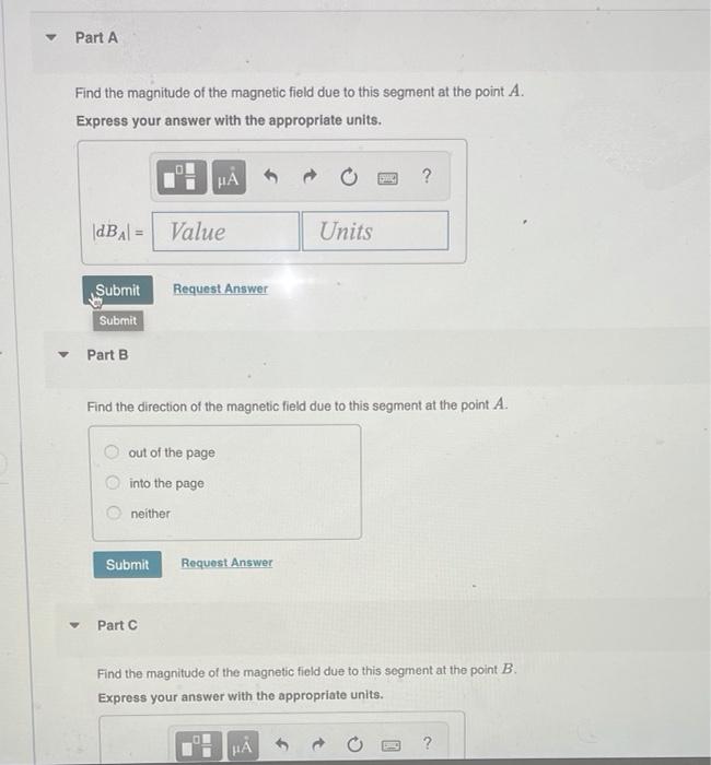 Solved Part A Find the magnitude of the magnetic field due | Chegg.com