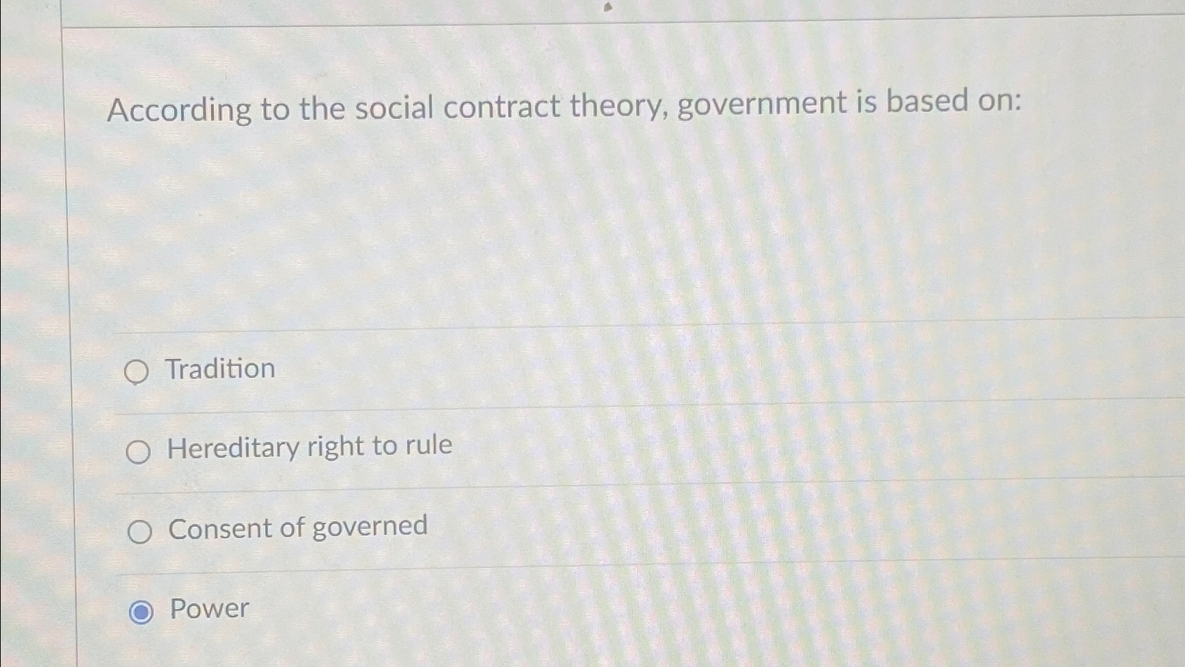 Solved According to the social contract theory, government | Chegg.com