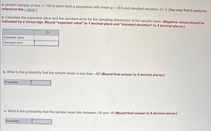 Solved A random sample of size n=50 is taken from a | Chegg.com