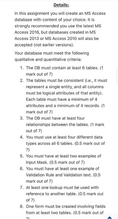 Solved Details: In this assignment you will create an MS | Chegg.com