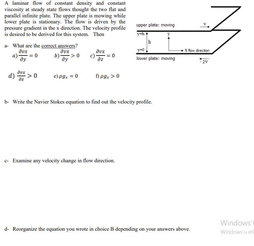 Solved A laminar flow of constant density and | Chegg.com