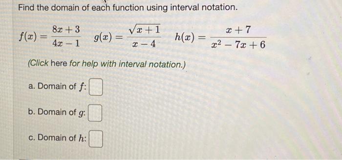 Solved Write the domain and range of each function using | Chegg.com
