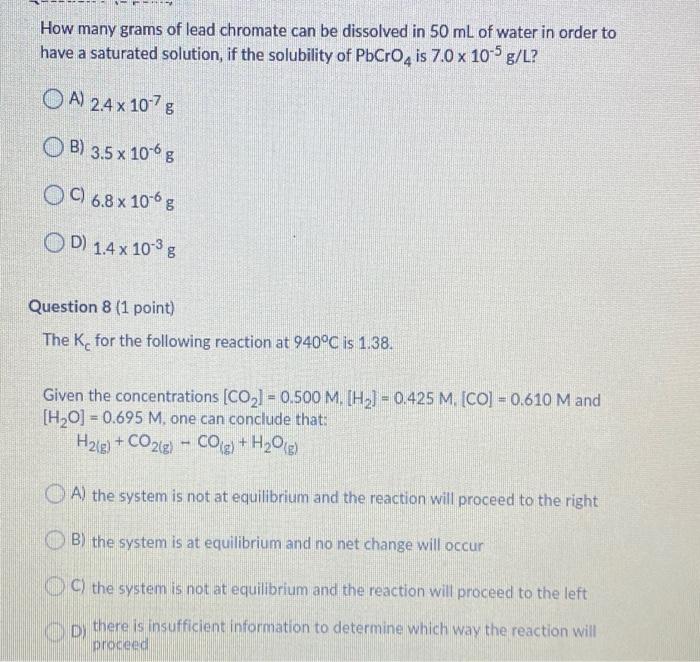 Solved How many grams of lead chromate can be dissolved in