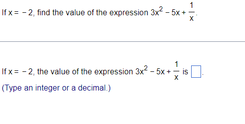 Solved If x=-2, ﻿find the value of the expression | Chegg.com