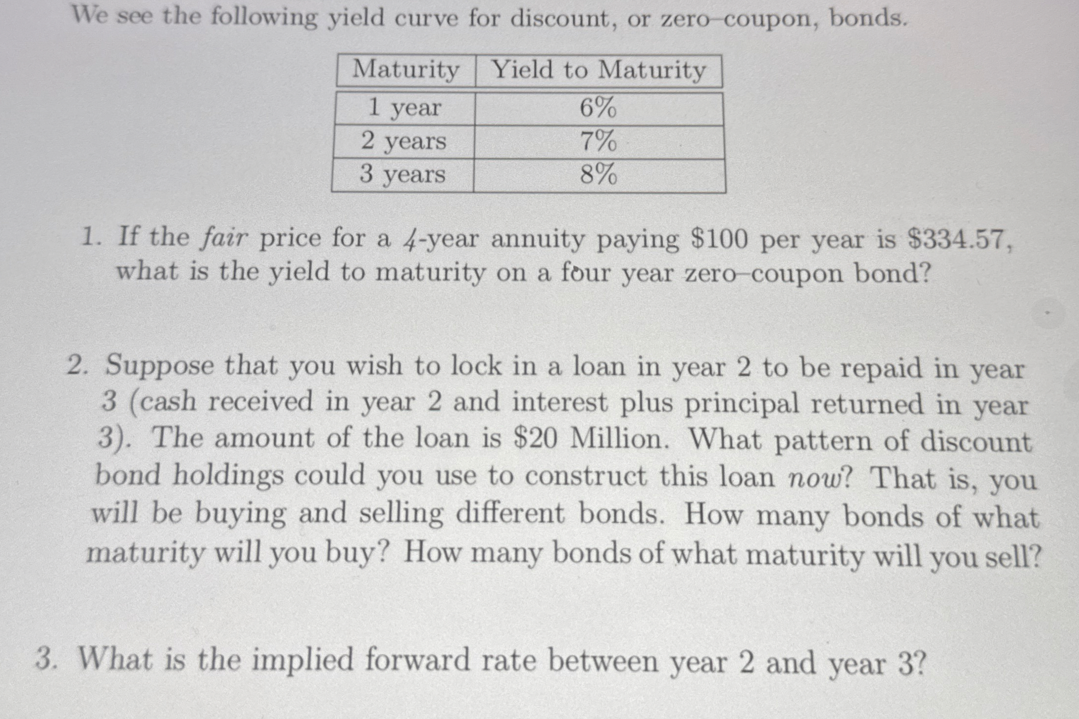 Solved We see the following yield curve for discount, or | Chegg.com