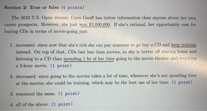 Solved Section 2: True or false (4 points) The 2023 U.S. | Chegg.com