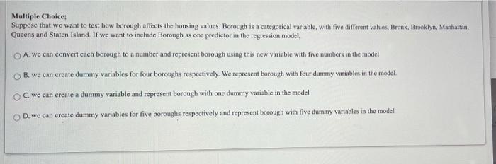Solved Multiple Choice: Suppose that we want to test how | Chegg.com