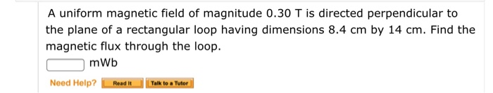 Solved A uniform magnetic field of magnitude 0.30 T is | Chegg.com