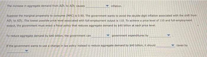 Solved 4. Using fiscal policy to fight inflation Consider | Chegg.com