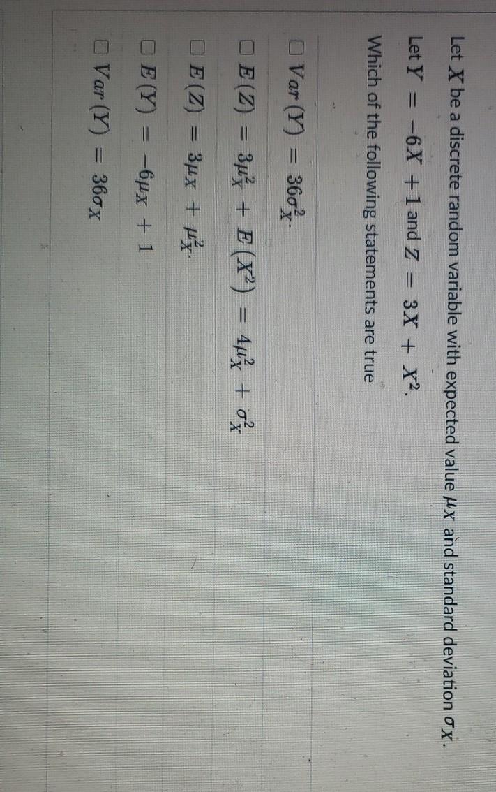 Solved Let X be a discrete random variable with expected | Chegg.com
