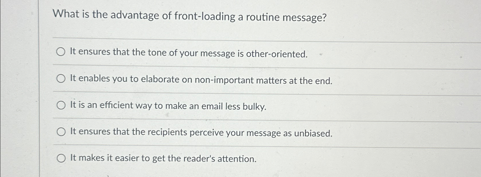 Solved What is the advantage of frontloading a routine
