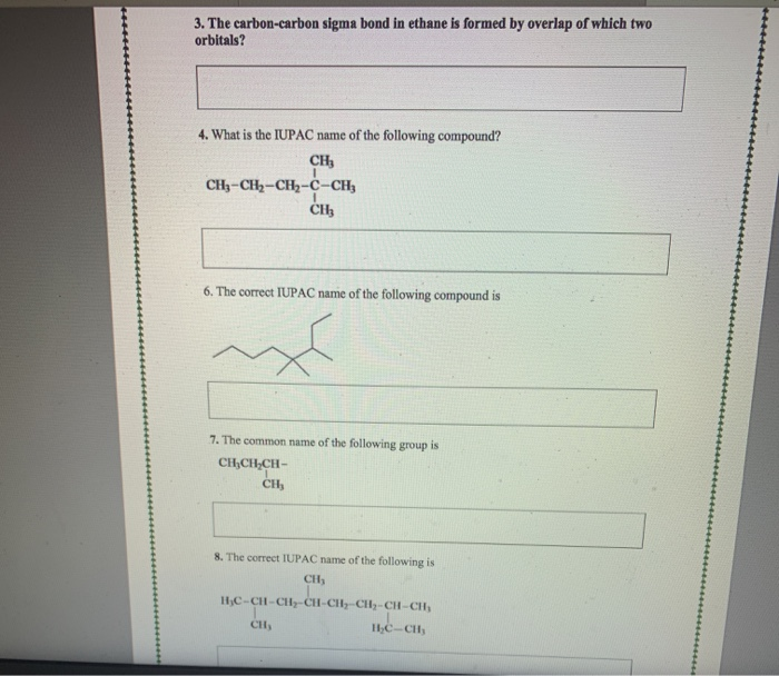 Solved 3. The carbon-carbon sigma bond in ethane is formed | Chegg.com