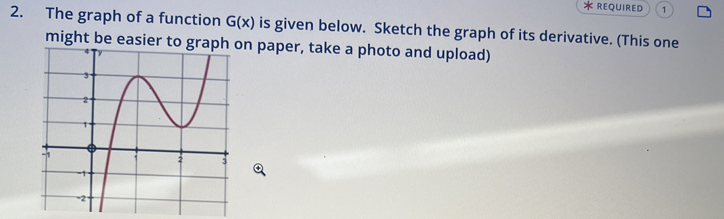 The graph of a function G(x) ﻿is given below. Sketch