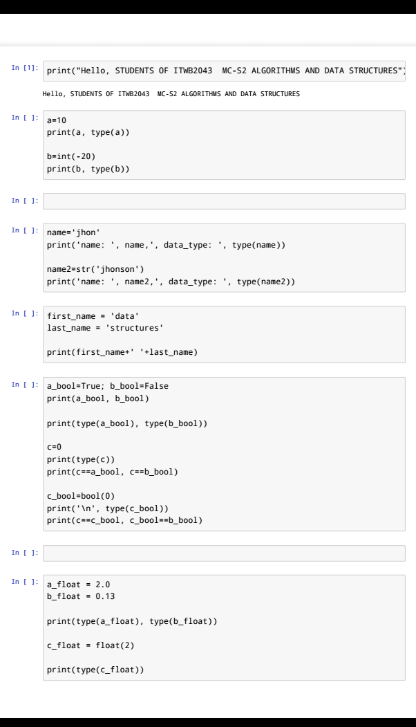 Solved In [1]: print("Hello, STUDENTS OF ITWB2043 MC-S2 | Chegg.com