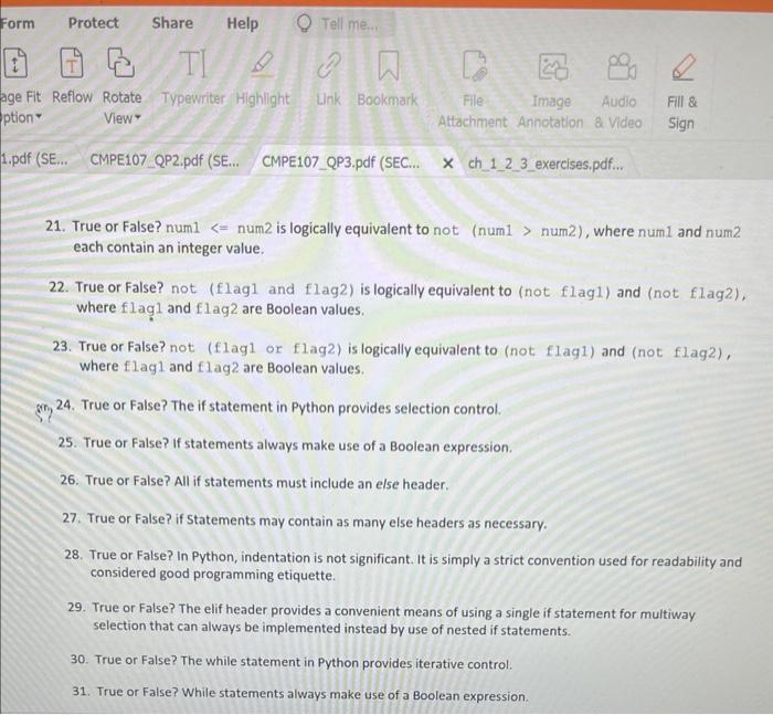 Solved True/False Questions 1. True or False? A control | Chegg.com