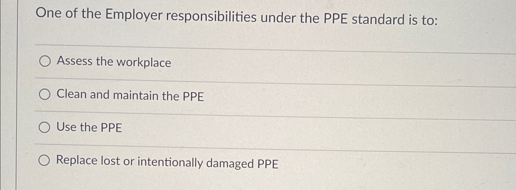 Solved One of the Employer responsibilities under the PPE