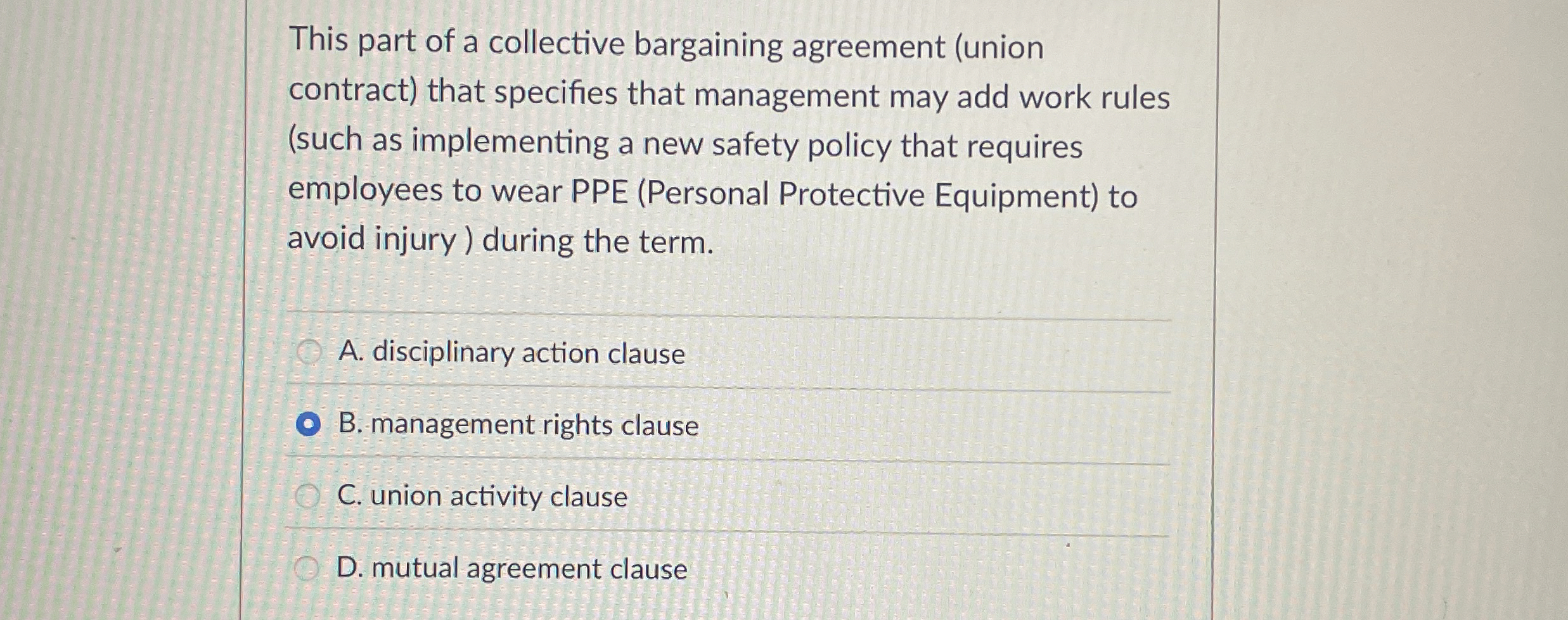 Solved This part of a collective bargaining agreement (union | Chegg.com