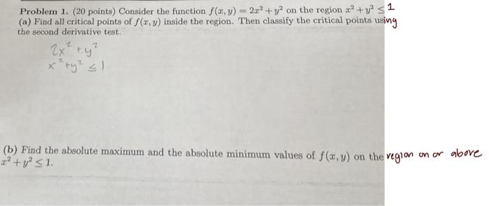 Solved Problem 1. (20 points) Consider the function | Chegg.com