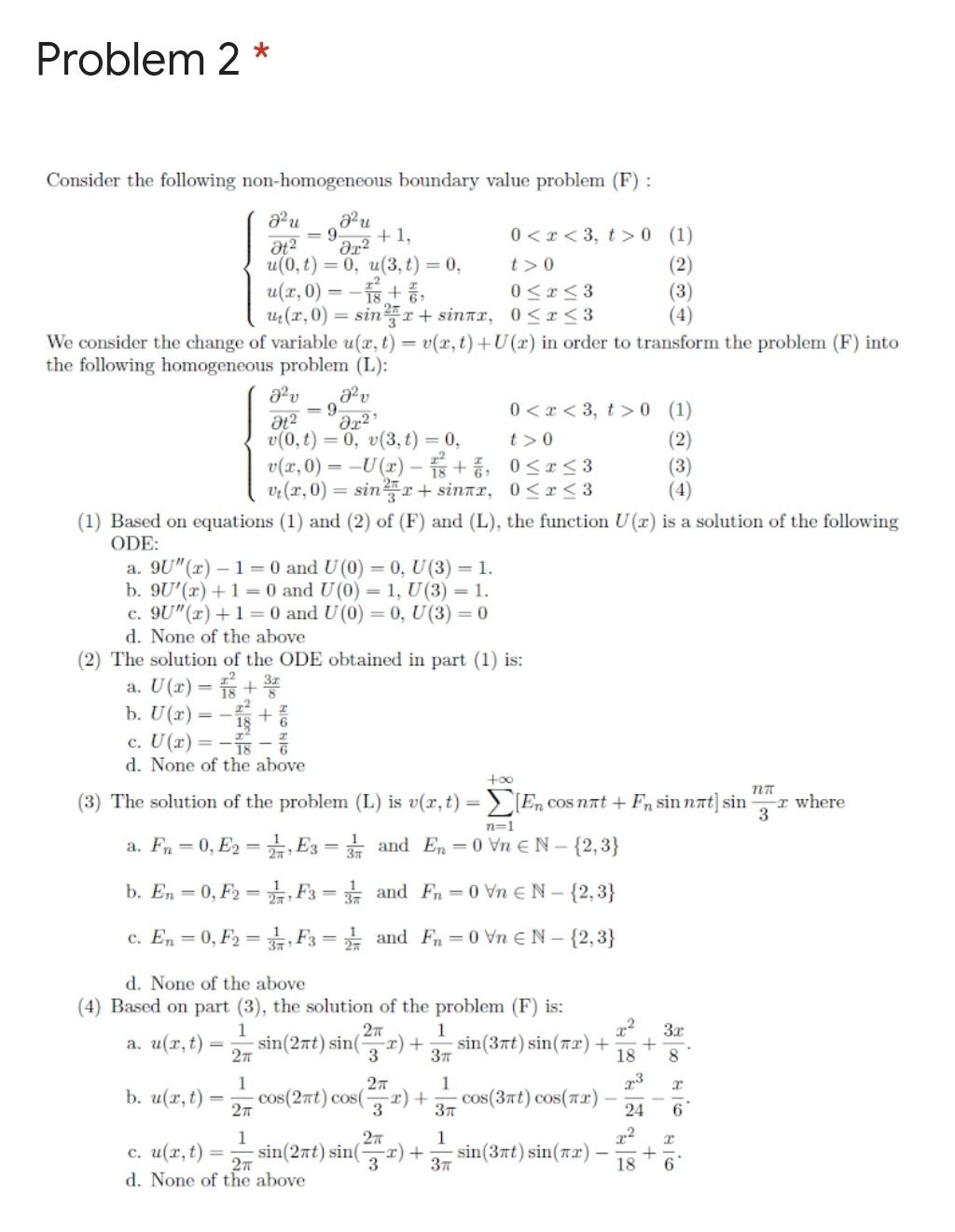 Solved Problem 2 * Consider the following non-homogeneous | Chegg.com