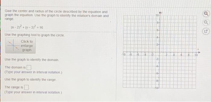 Solved Give the center and radius of the circle described by | Chegg.com