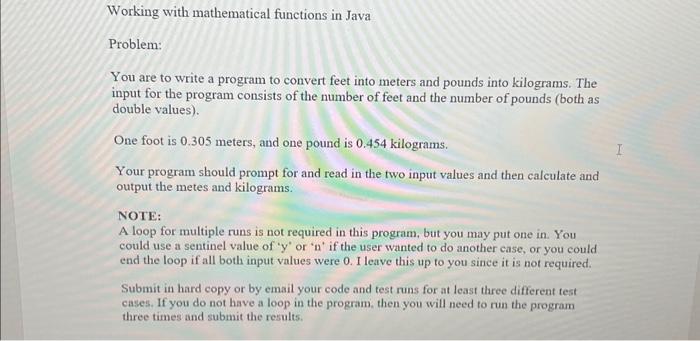 Solved Working with mathematical functions in Java Problem: | Chegg.com