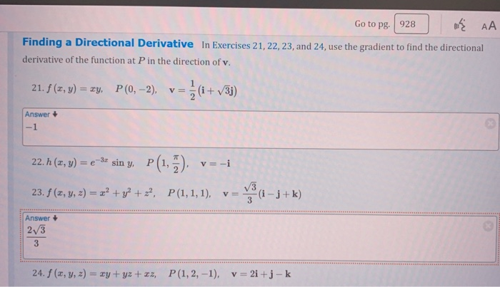 Solved Go To Pg 928 Por Aa Finding A Directional Derivati Chegg Com