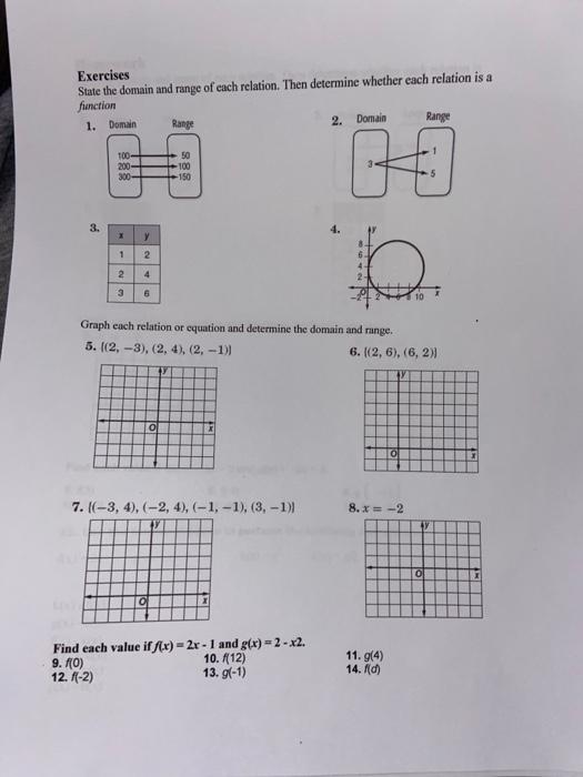 Solved Exercises State The Domain And Range Of Each