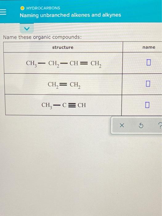 solved-hydrocarbons-naming-unbranched-alkenes-and-alkynes-chegg