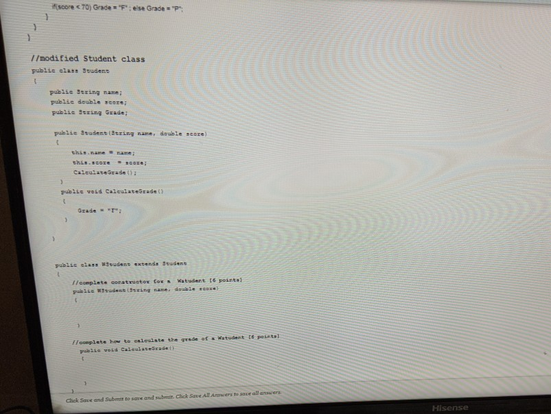 Solved Look the given class 'Student". The class tries to | Chegg.com