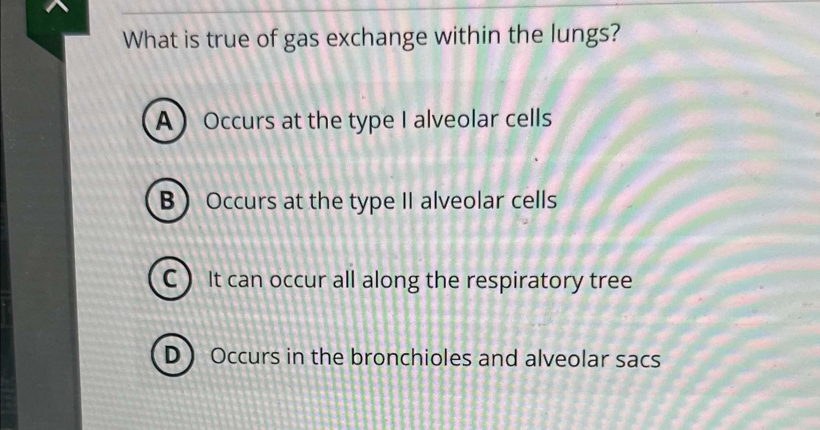 Solved What is true of gas exchange within the lungs?Occurs | Chegg.com