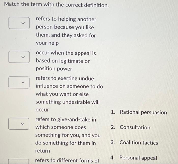 Solved Match the term with the correct definition. refers to | Chegg.com