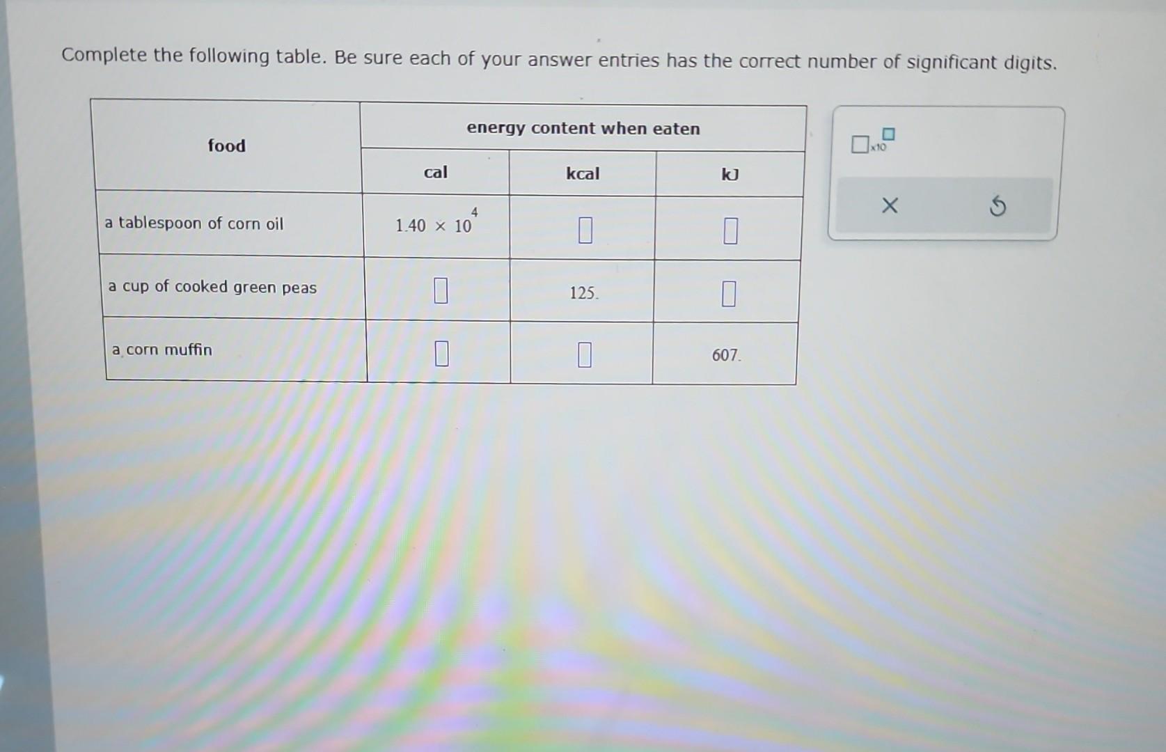 Solved Complete the following table. Be sure each of your | Chegg.com