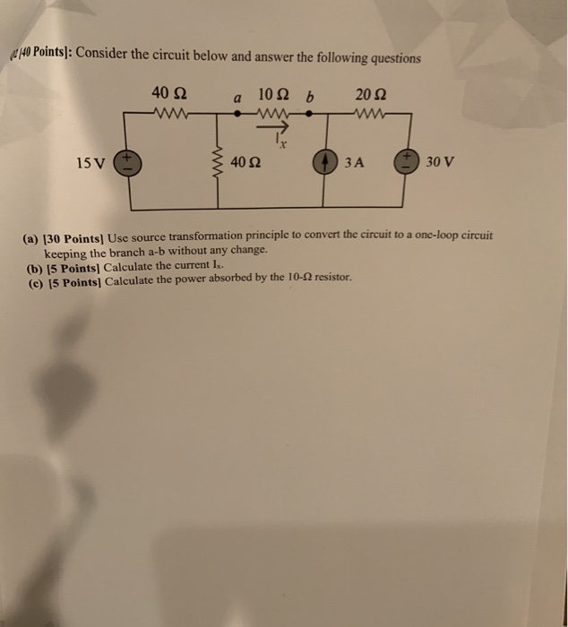 Solved 140 Points]: Consider the circuit below and answer | Chegg.com