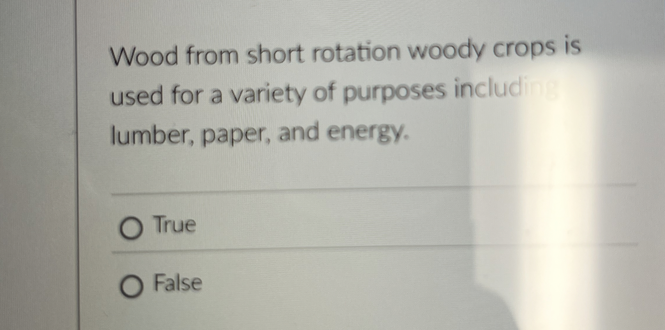 Solved Wood from short rotation woody crops isused for a | Chegg.com
