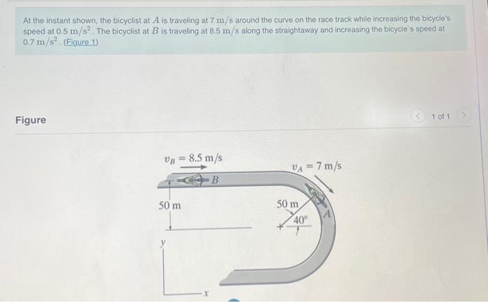 Solved At the instant shown, the bicyclist at A is traveling | Chegg.com