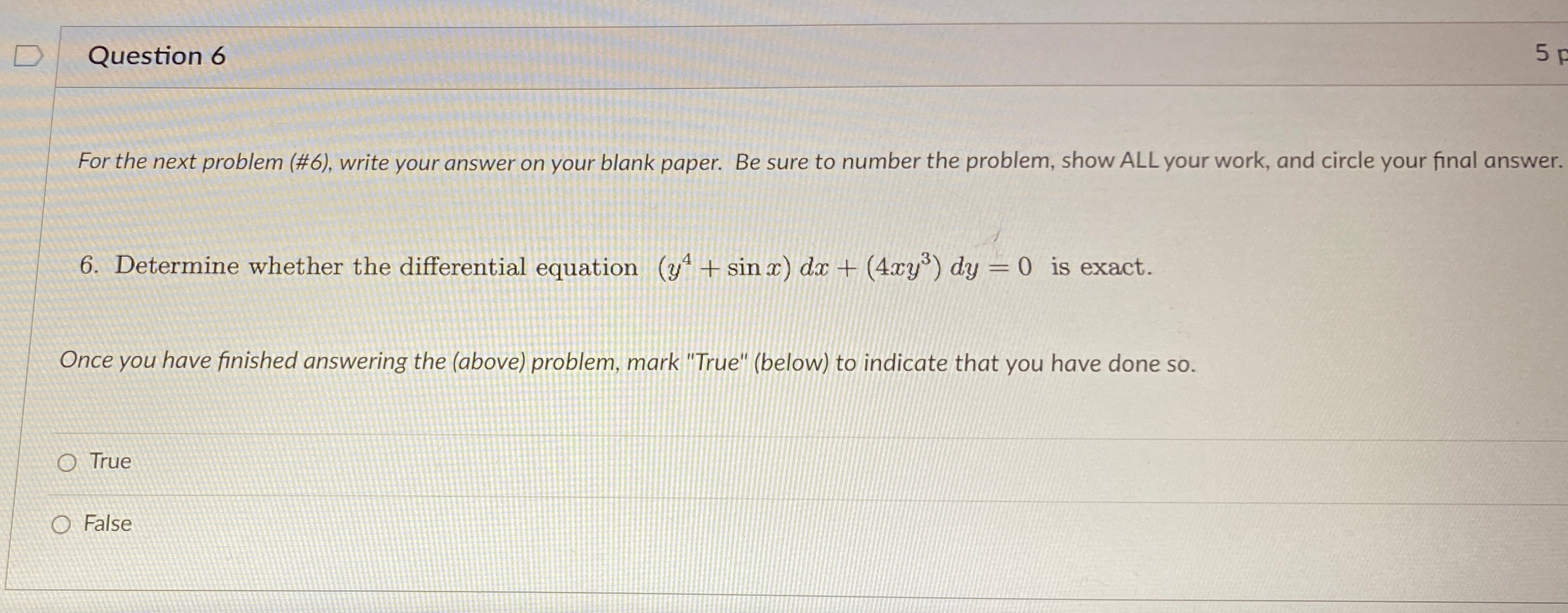 Solved Question 6For the next problem (#6), ﻿write your | Chegg.com