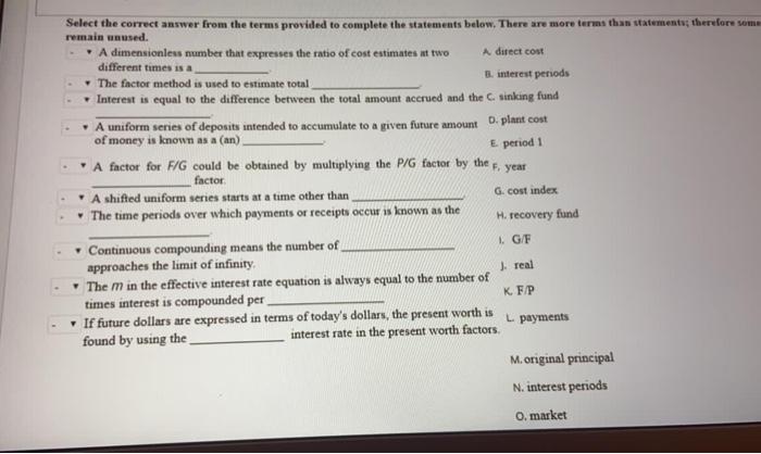 Solved Select the correct answer from the terms provided to | Chegg.com