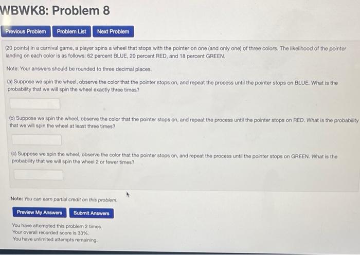 Solved WBWK8: Problem 8 Previous Problem Problem List Next | Chegg.com