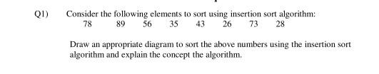 Solved 01) Consider the following elements to sort using | Chegg.com
