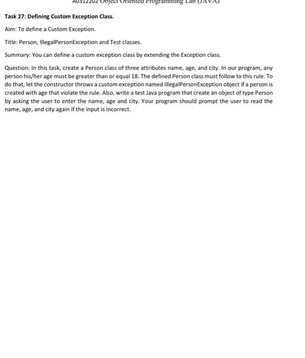 Solved Task 24 RuntimeException Aim To explore the