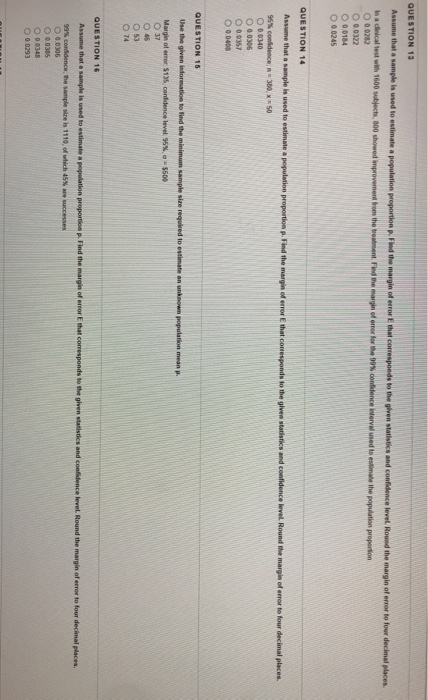 Solved QUESTION 1 Express the confidence interval using the | Chegg.com