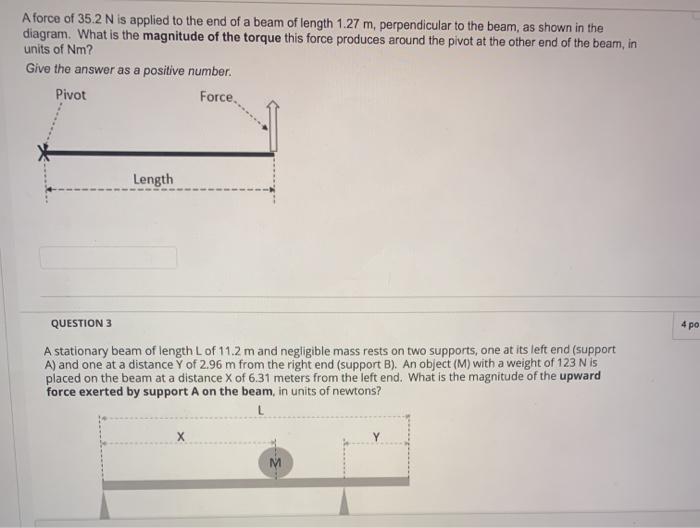 Solved A uniform beam is pivoted at its midpoint. The beam