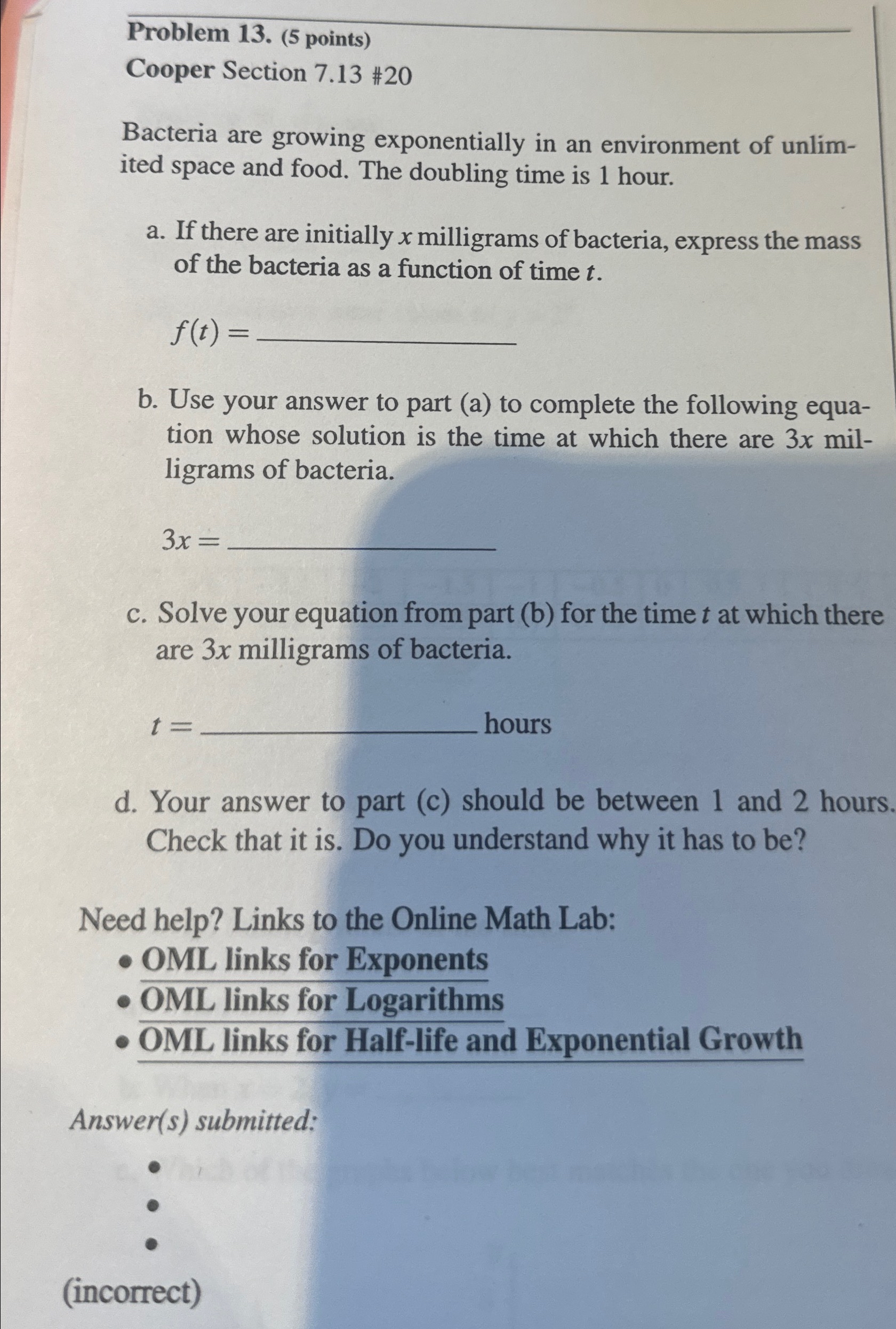 Solved Problem 13. (5 ﻿points)Cooper Section 7.13 | Chegg.com