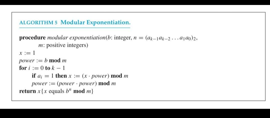 Solved Assignment Details: Use The Modular Exponentiation | Chegg.com